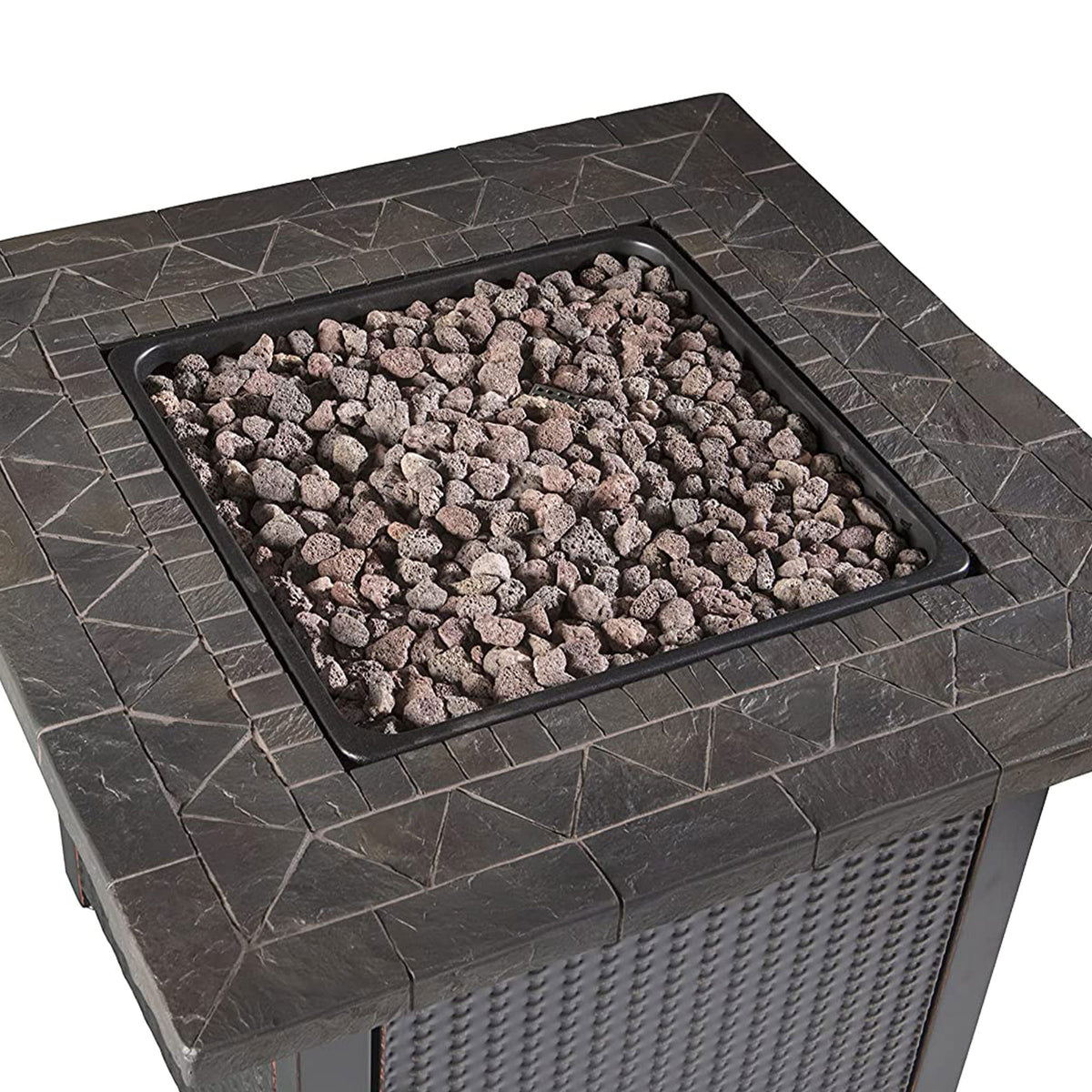 Endless Summer Decorative Push Button Outdoor LP Gas Fire Pit + Rocks (Damaged)