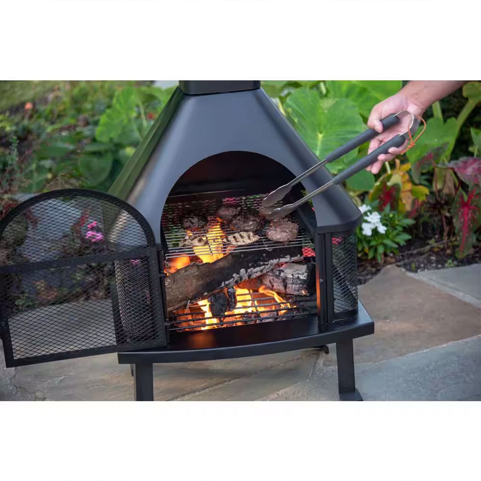Four Seasons Courtyard Wood Burning Fireplace Chimney Fire Bowl, Black (Used) - VMInnovations