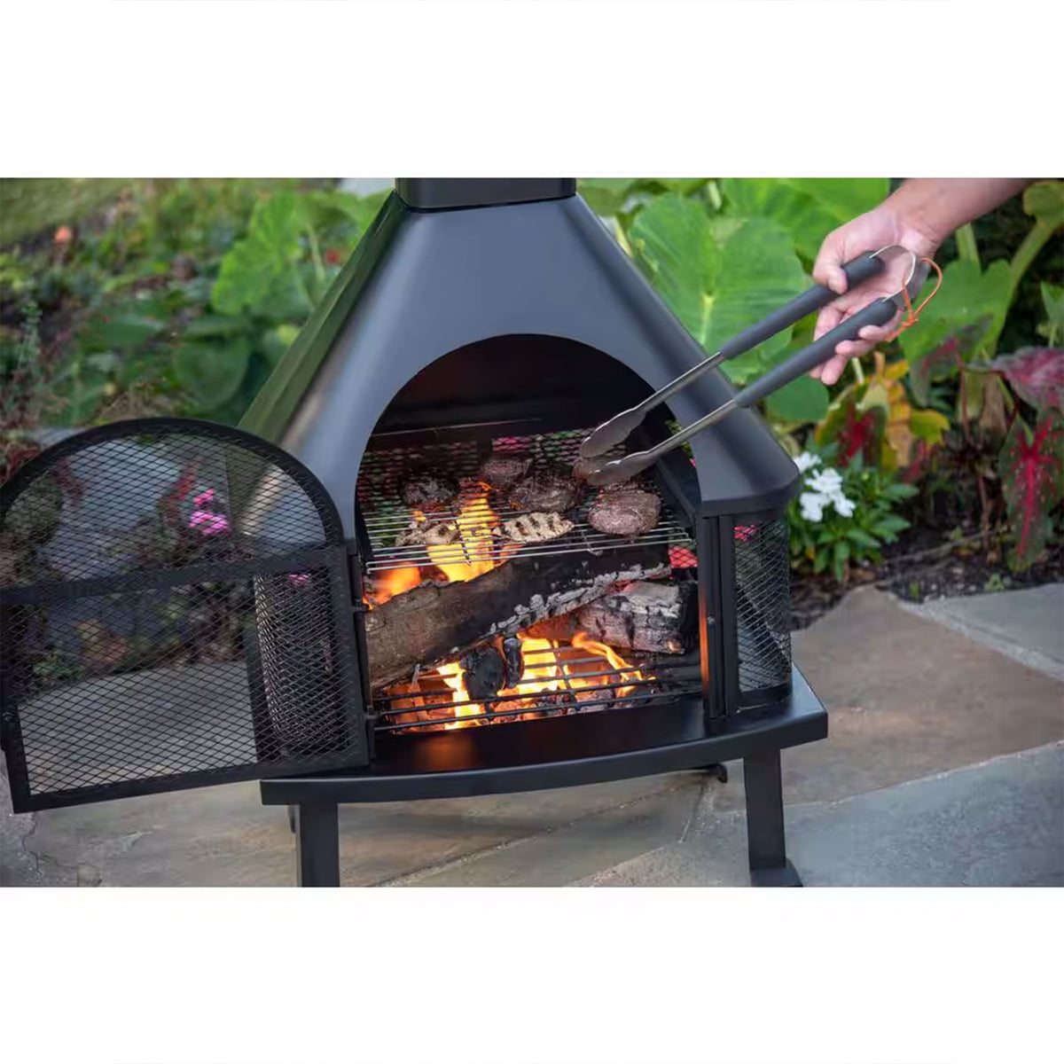 Endless Summer Wood Burning Fireplace Outdoor Chimney Fire Bowl, Black - VMInnovations