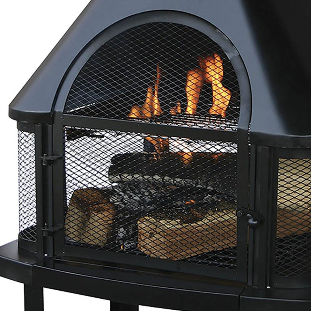 Endless Summer Wood Burning Fireplace Outdoor Chimney Fire Bowl, Black