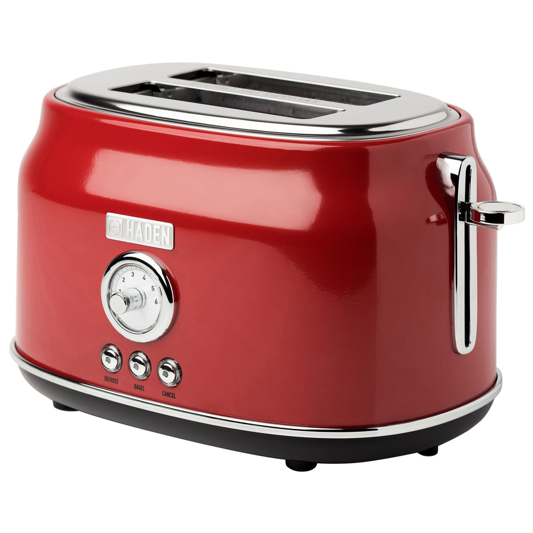 Haden Dorset Wide Slot Stainless Steel Countertop Retro Toaster, Red (Used)