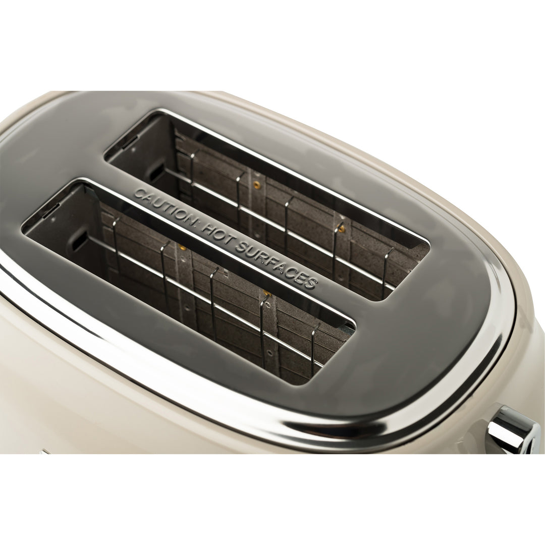 Haden Dorset 2 Slice Wide Slot Stainless Steel Toaster, Putty & Chrome