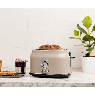 Haden Dorset Wide Slot Stainless Steel Retro 2-Slice Toaster, Putty Beige (Used) - VMInnovations