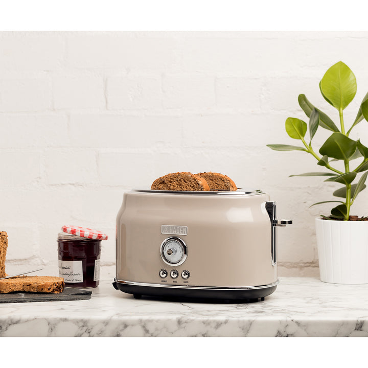 Haden Dorset Wide Slot Stainless Steel Retro 2-Slice Toaster, Putty Beige (Used) - VMInnovations
