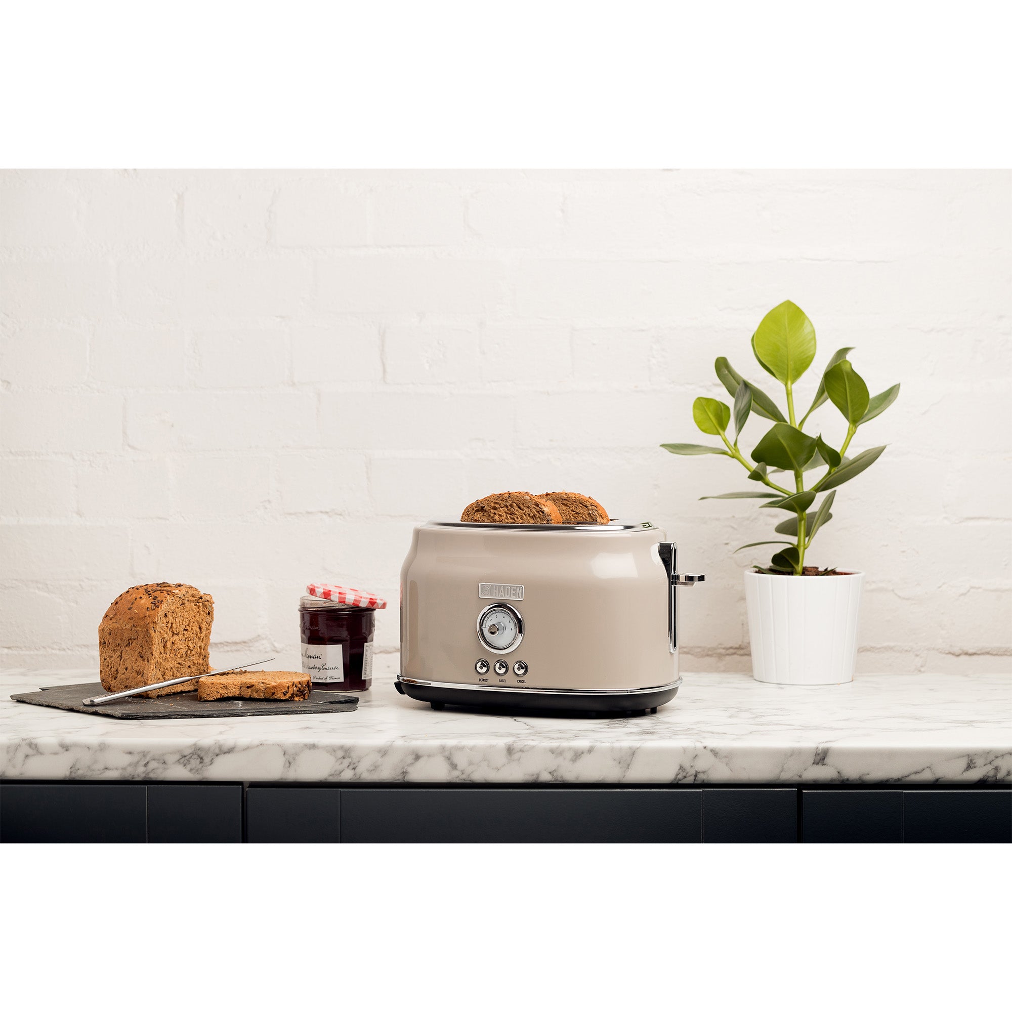 Haden Dorset Wide Slot Stainless Steel Retro 2-Slice Toaster, Beige (Damaged)