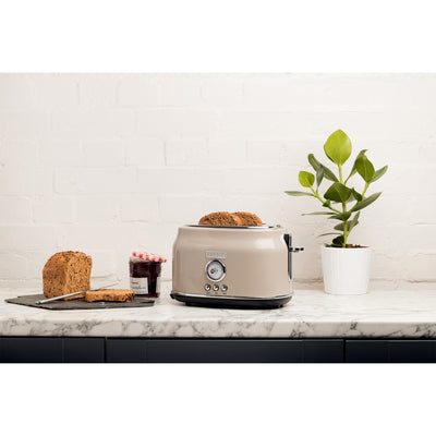 Haden Dorset Wide Slot Stainless Steel Retro Toaster, Putty Beige (For Parts)