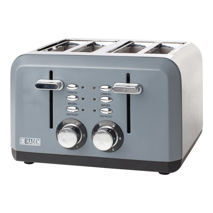 Haden Perth Wide Slot Stainless Retro 4 Slice Toaster, Slate Gray (Open Box) - VMInnovations