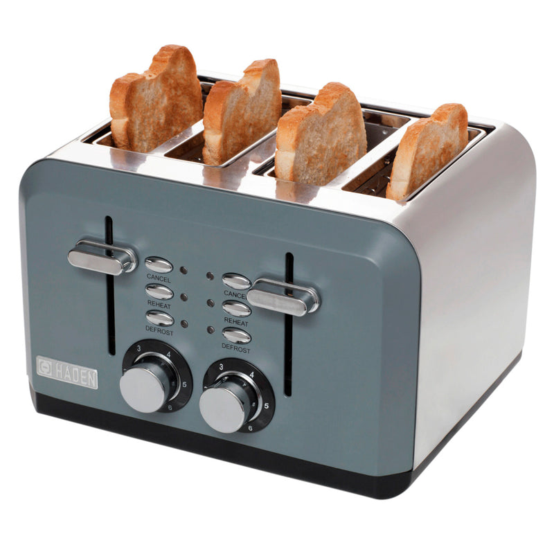 Haden Perth Wide Slot Stainless Steel Retro 4 Slice Toaster, Slate Gray (Used)