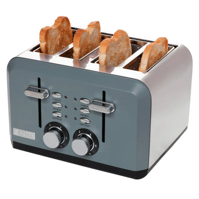 Haden Perth Wide Slot Stainless Steel 4 Slice Toaster, Slate Gray (Open Box)
