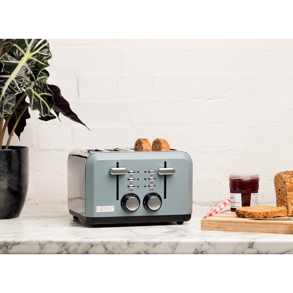 Haden Perth Wide Slot Stainless Retro 4 Slice Toaster, Slate Gray (Open Box) - VMInnovations
