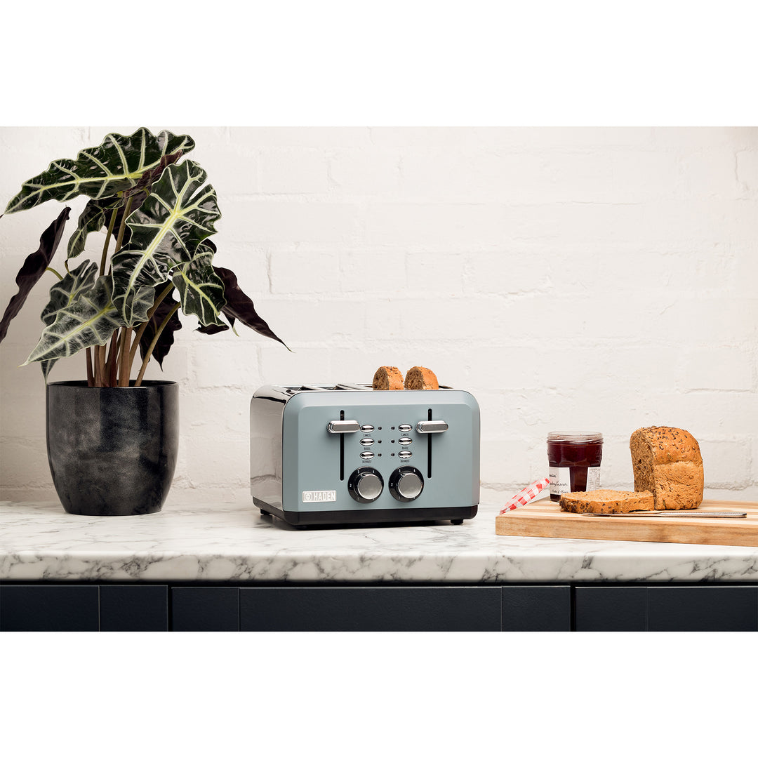 Haden Perth Wide Slot Stainless Retro 4 Slice Toaster, Slate Gray (Open Box) - VMInnovations