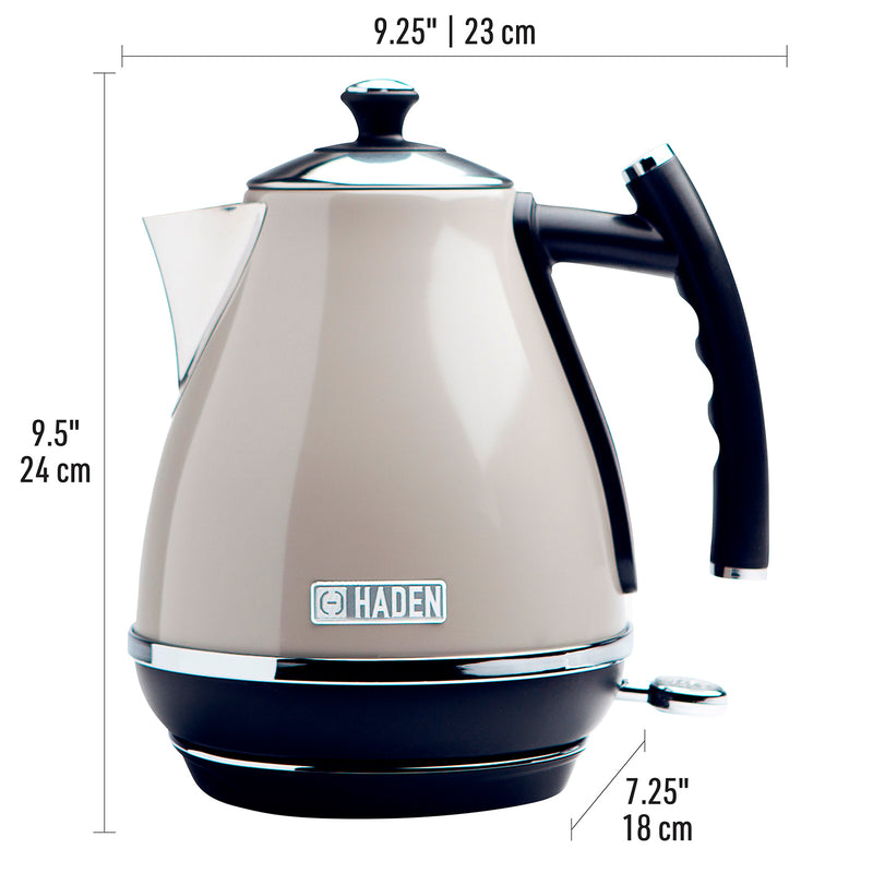 Haden Cotswold 1.7 Liter Stainless Steel Body Retro Electric Kettle, Putty Beige