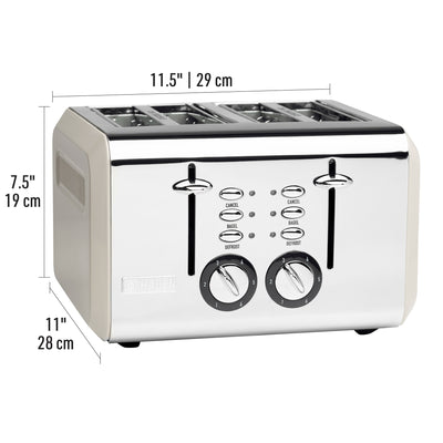 Haden Cotswold Wide Slot Stainless Steel Retro 4 Slice Toaster, Beige (Open Box)