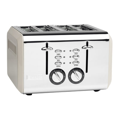 Haden Cotswold Wide Slot Stainless Steel Retro 4 Slice Toaster, Beige (Open Box)