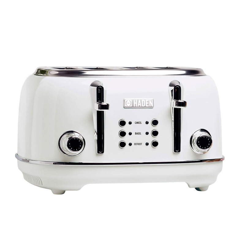 Haden Heritage 1.7 Liter Electric Tea Kettle & 4 Slice Wide Slot Toaster, White