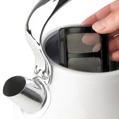 Haden 1.7 Liter Stainless Steel Body Retro Electric Tea Kettle, White (Used)