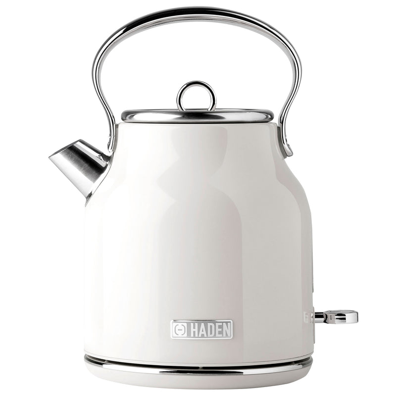 Haden 1.7 Liter Stainless Steel Body Retro Electric Tea Kettle, White (Open Box)