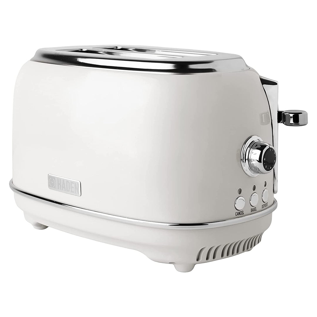 Haden Heritage 2 Slice Wide Slot Stainless Steel Toaster, Ivory & Chrome