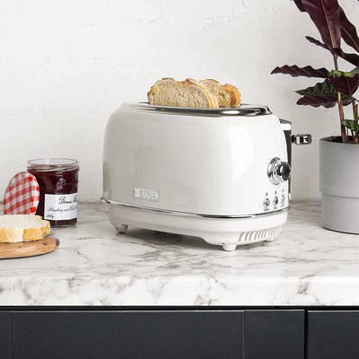 Heritage 2 Slice Wide Slot Stainless Steel Bread Toaster, White (Open Box)