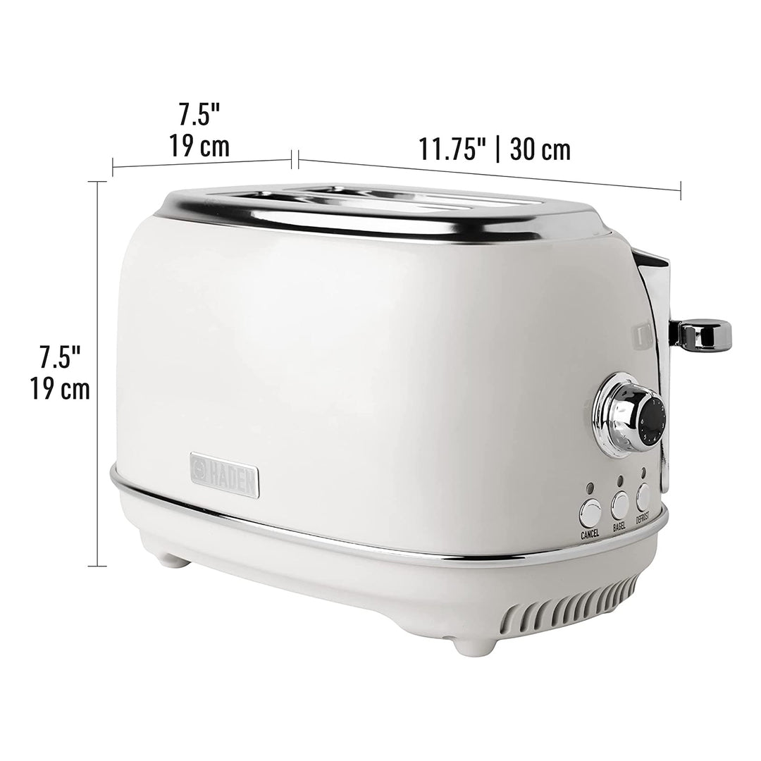 Haden Heritage 1.7 L Stainless Steel Electric Kettle with 2 Slice Toaster, White