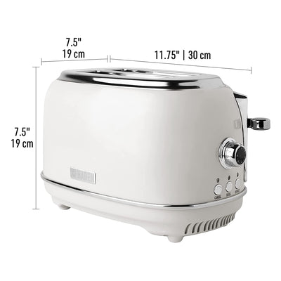 Heritage 2 Slice Wide Slot Stainless Steel Bread Toaster, White (Open Box)