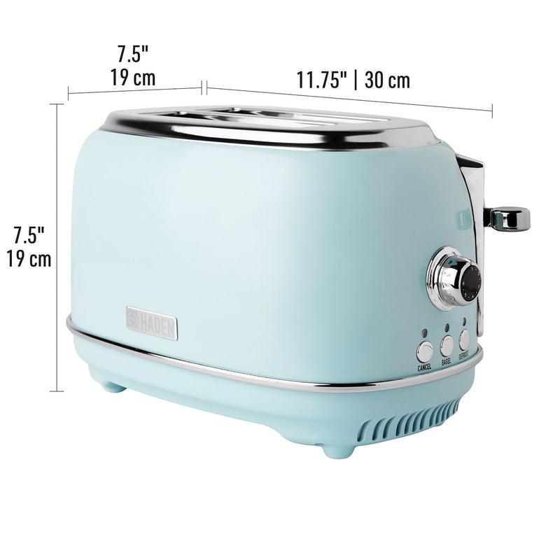 Haden 2 Slice Wide Slot Stainless Steel Bread Toaster, Turquoise (Open Box)