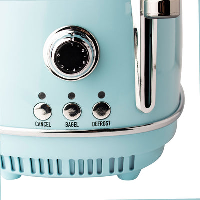 Haden Heritage 2 Slice Wide Slot Stainless Steel Toaster, Turquoise & Chrome