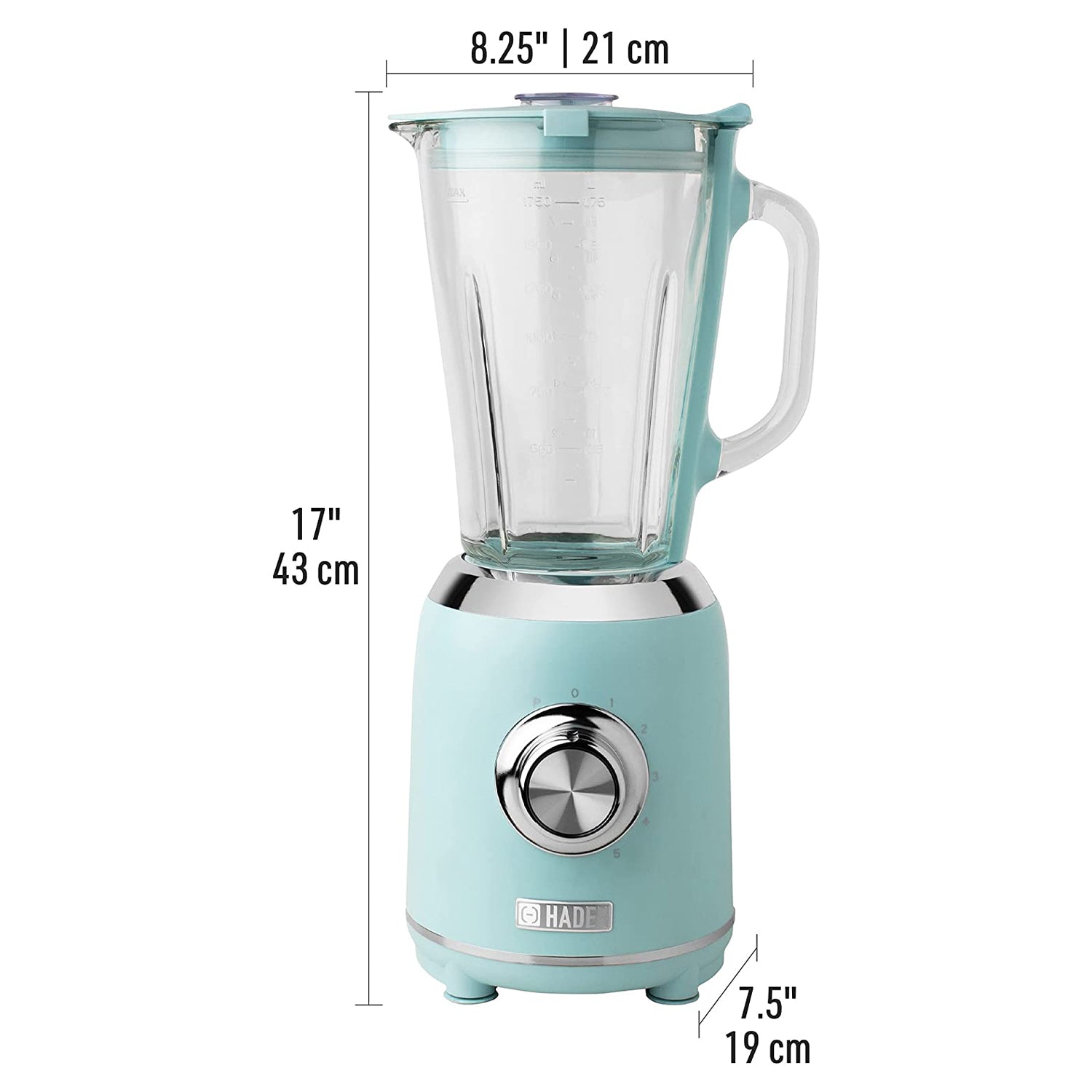Haden Heritage Retro Style 56oz 5 Blender with Glass Jar, Turquoise (Open Box)