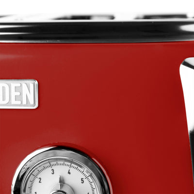 Haden Dorset 4 Slice Wide Slot Stainless Steel Toaster w/ Crumb Tray, Red (Used) - VMInnovations