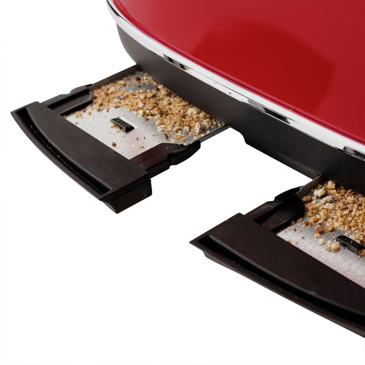 Haden Dorset 4 Slice Wide Slot Stainless Steel Toaster w/Crumb Tray,Red(Damaged) - VMInnovations