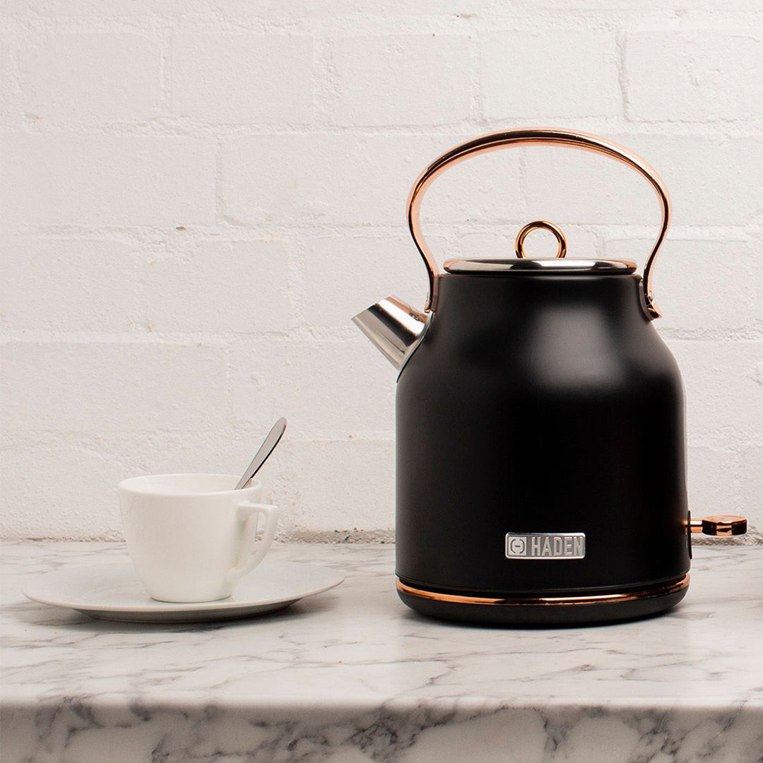 Haden Heritage Stainless Electric Water/Tea Kettle, Copper and Black (Open Box)