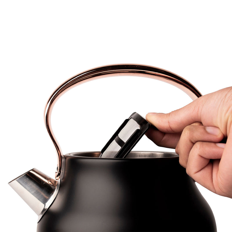 Haden Heritage 1.7L Stainless Steel Electric Water Tea Kettle, Black & Copper