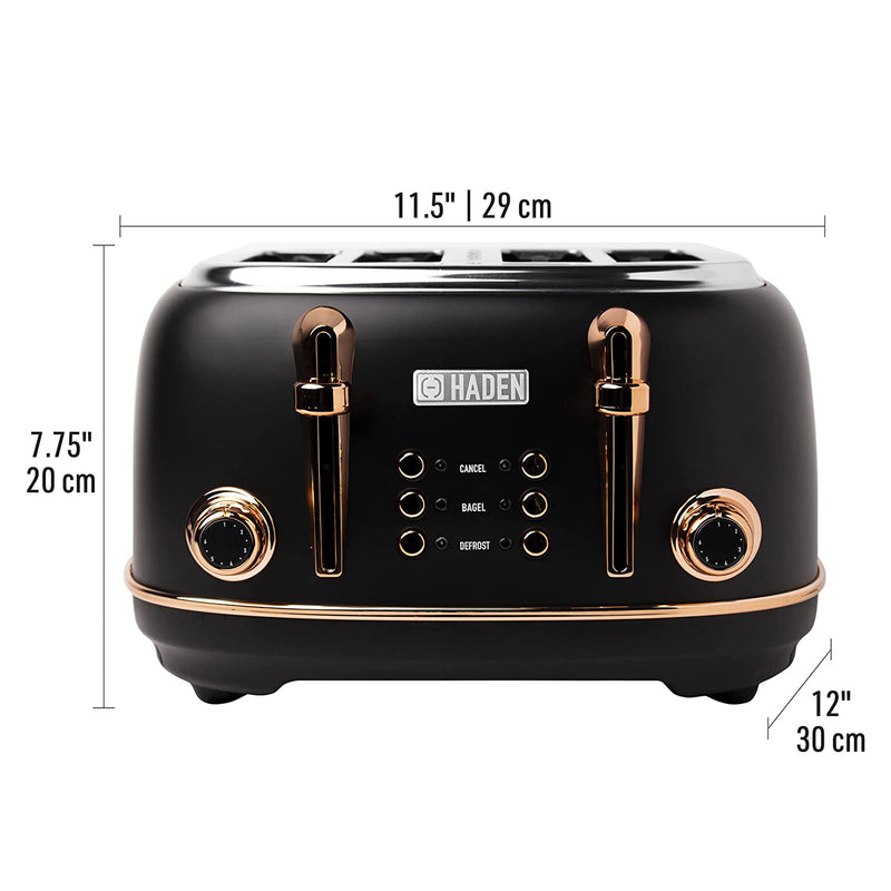 Haden Dorset 4 Slice Wide Slot Toaster with Tray, Black/Copper (For Parts)