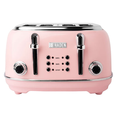Haden Heritage 4 Slice Wide Slot Stainless Steel Toaster, Pink (Open Box)