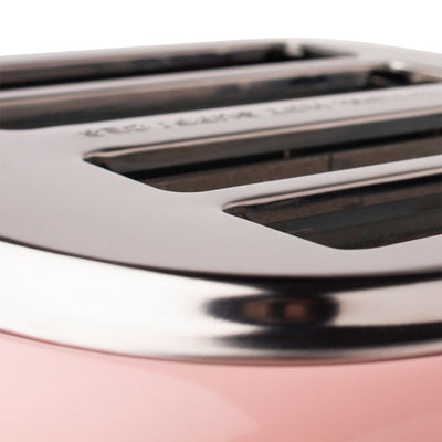 Haden Heritage 4 Slice Wide Slot Stainless Steel Toaster w/ Defrost, Pink (Used)