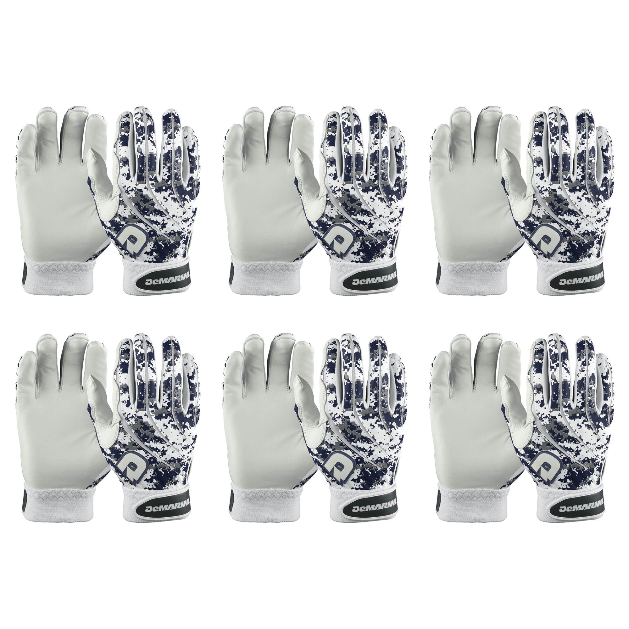 DeMarini Camo Navy Men's Baseball Batting Gloves, Small (6 Pair) | WTD6104NAS