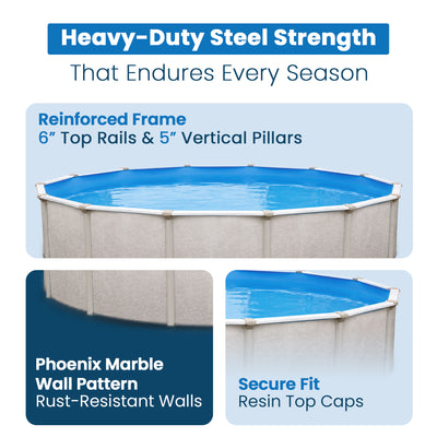 Phoenix 21' x 52" Steel Frame Above Ground Pool Kit w/ Pump, Ladder (For Parts)
