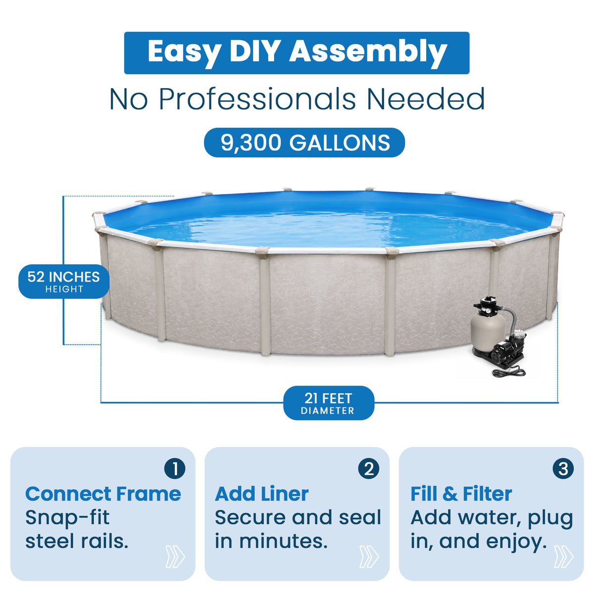 Phoenix 21' x 52" Frame Above Ground Swimming Pool with Pump, Ladder (Open Box)