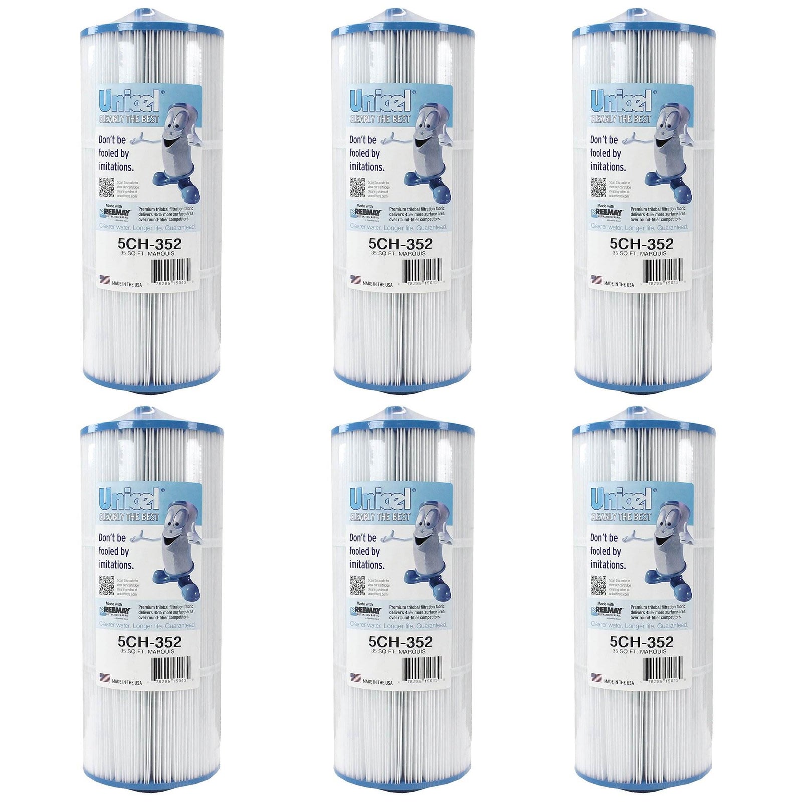 Unicel 5CH-352 Replacement 35 SqFt Filter Cartridge for Spa, 151 Pleats (6 Pack) - VMInnovations