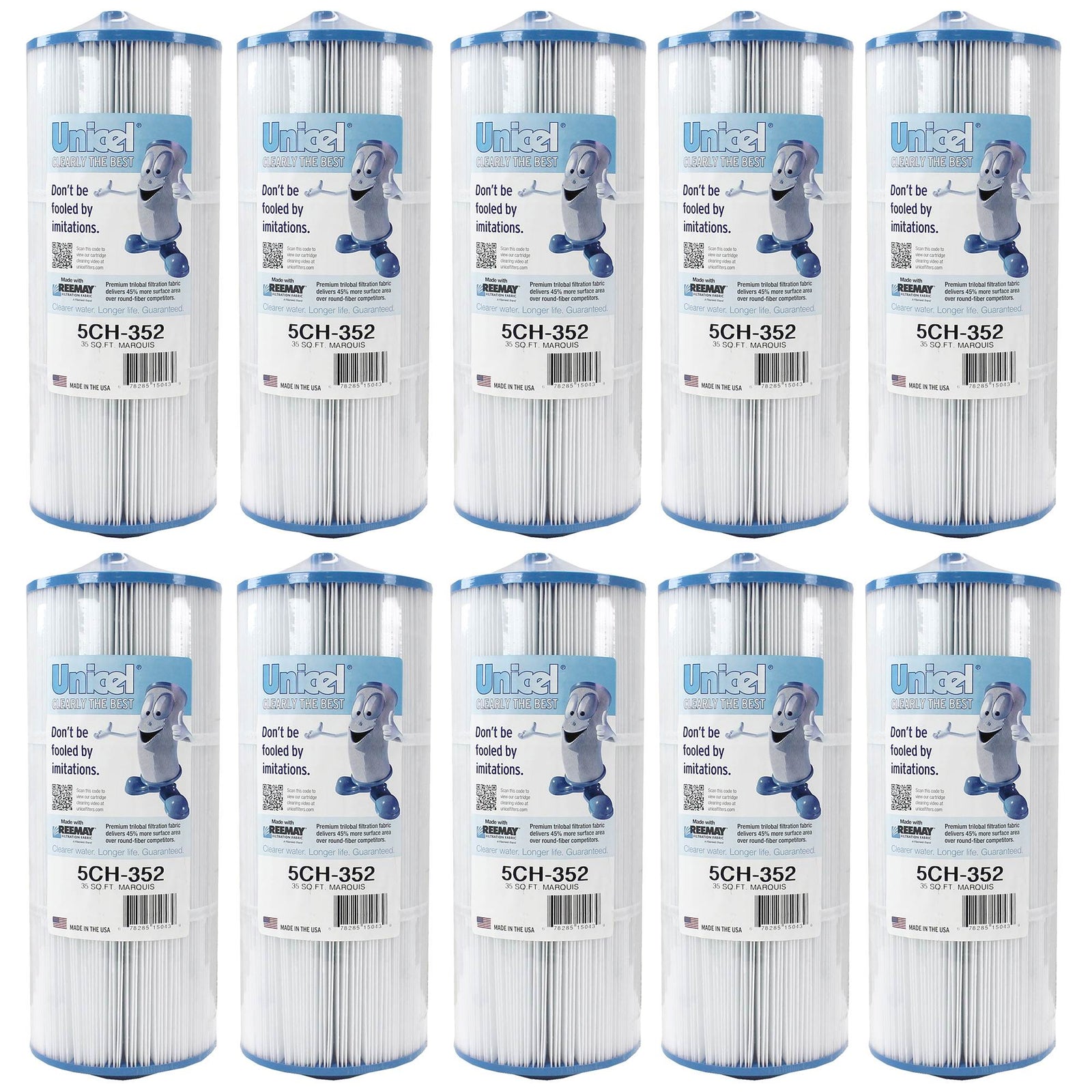Unicel 5CH-352 Replacement 35 SqFt Filter Cartridge for Spa,151 Pleats (10 Pack) - VMInnovations