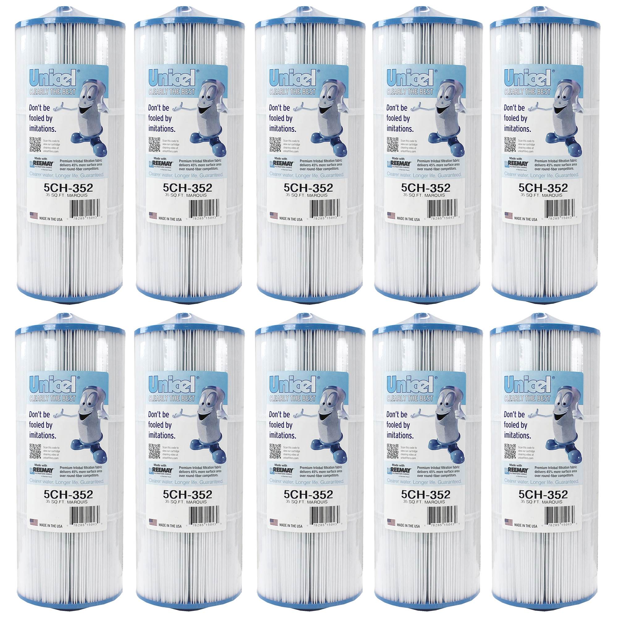 Unicel 5CH-352 Replacement 35 SqFt Filter Cartridge for Spa,151 Pleats (10 Pack) - VMInnovations