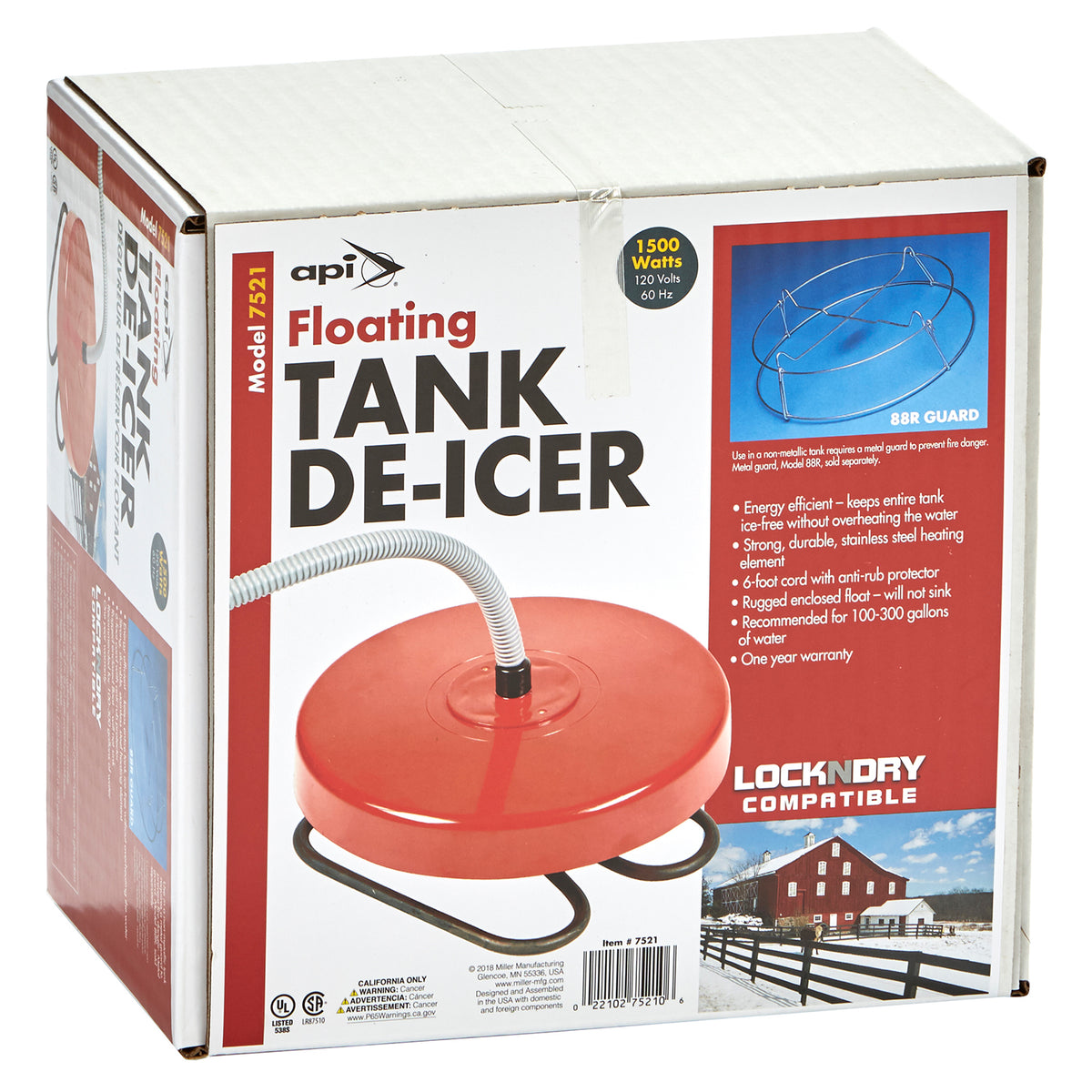 Miller 7521 Floating 1500 Watt Livestock Drinking Water Stock Tank Heater Deicer - VMInnovations