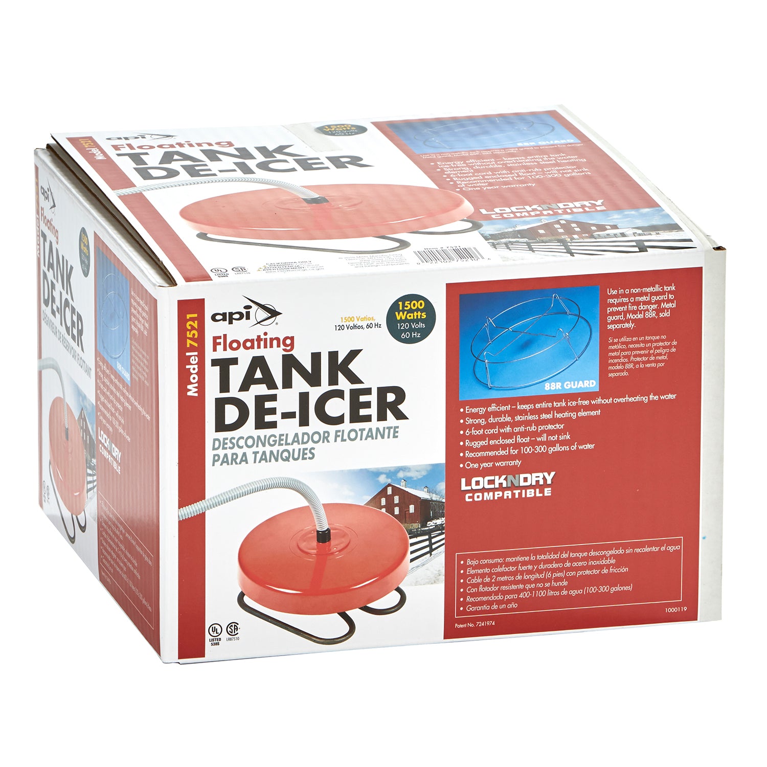Miller 7521 Floating 1500 Watt Livestock Drinking Water Stock Tank Heater Deicer - VMInnovations