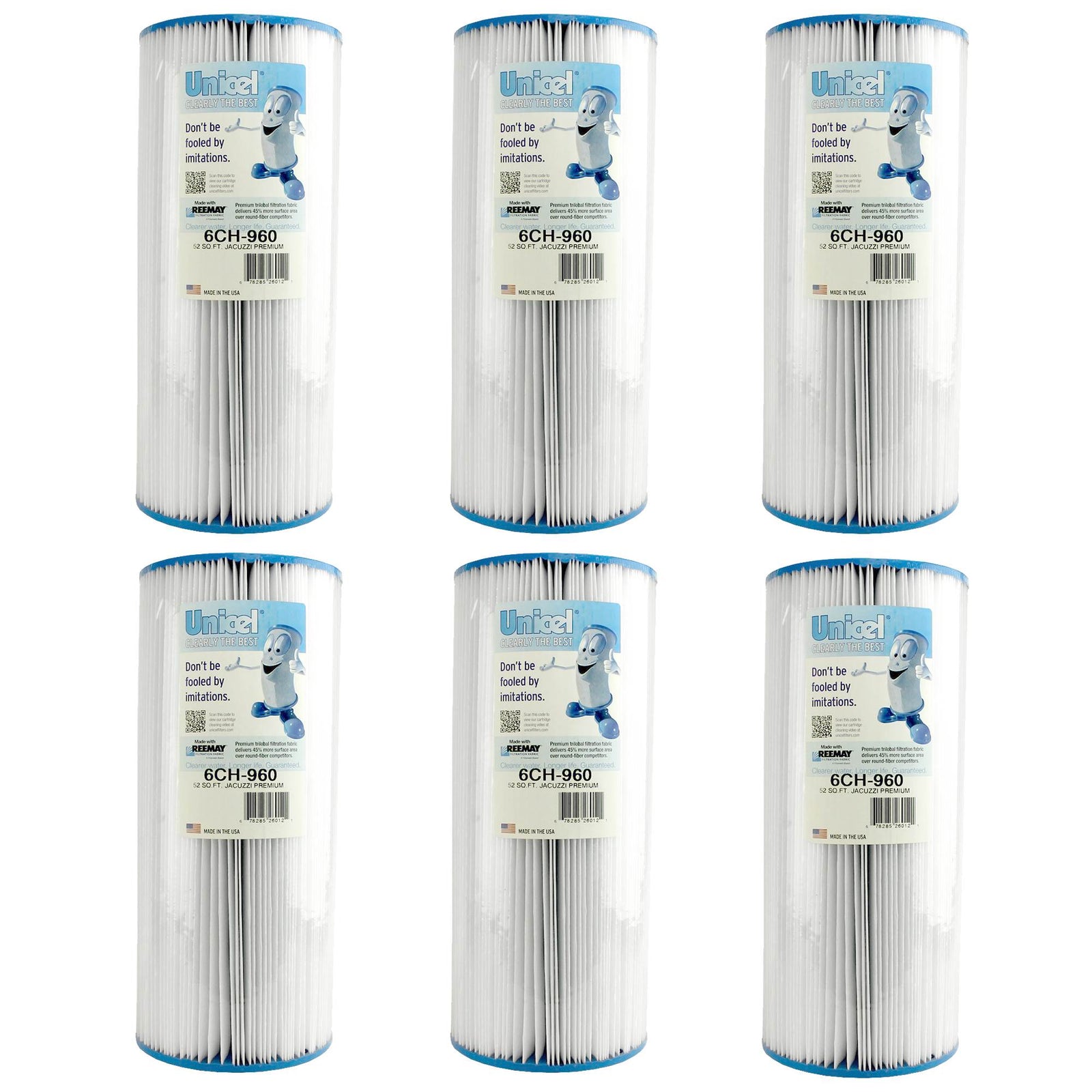 Unicel 6CH-960 Replacement 52 SqFt Filter Cartridge for Spa, 113 Pleats (6 Pack) - VMInnovations