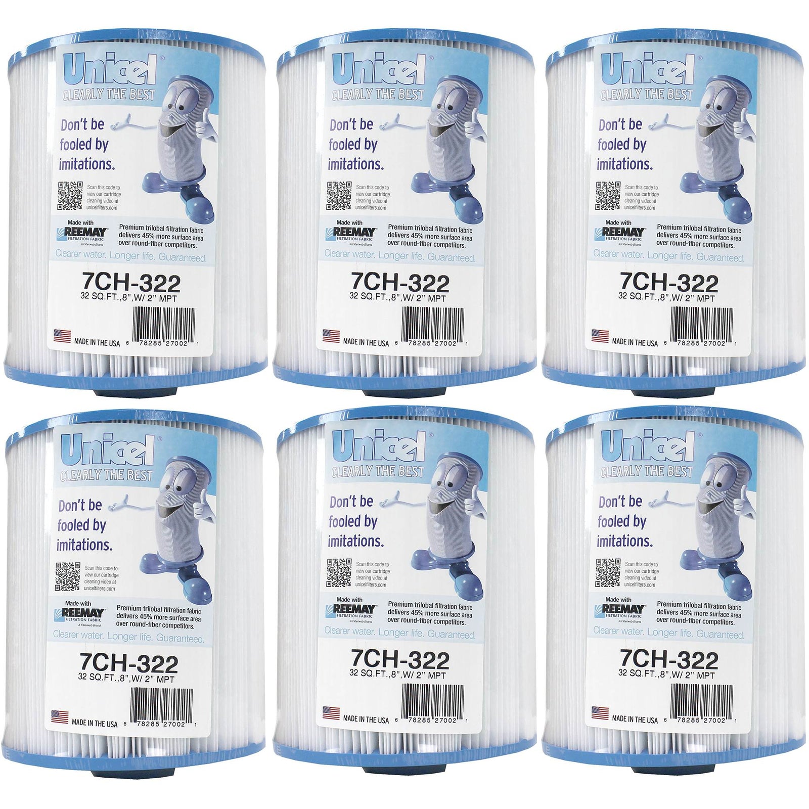 Unicel 7CH-322 Replacement 32 SqFt Filter Cartridge for Spa, 175 Pleats (6 Pack) - VMInnovations
