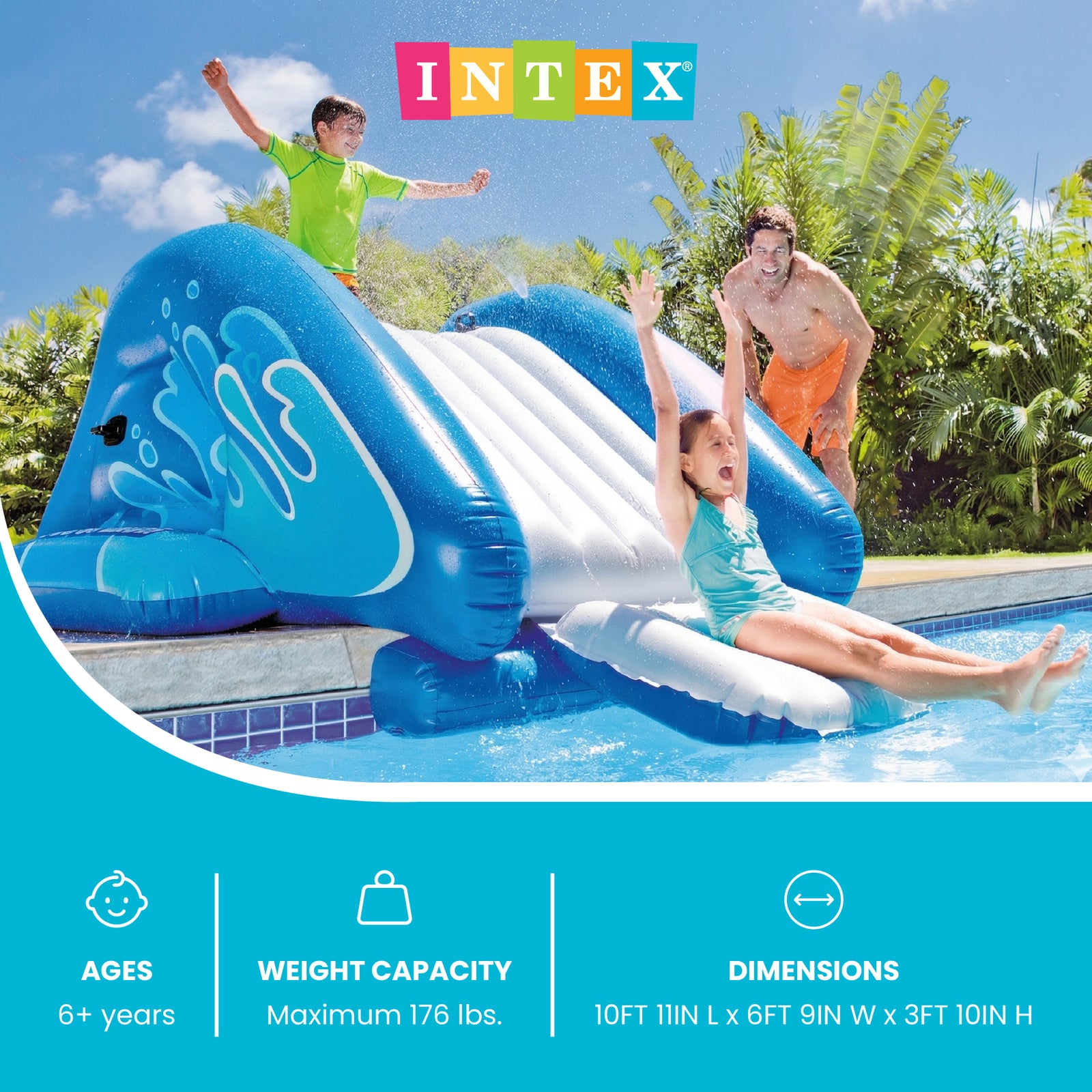 Intex 58849EP Kool Splash Inflatable Play Center Swimming Pool Water Slide, Blue - VMInnovations