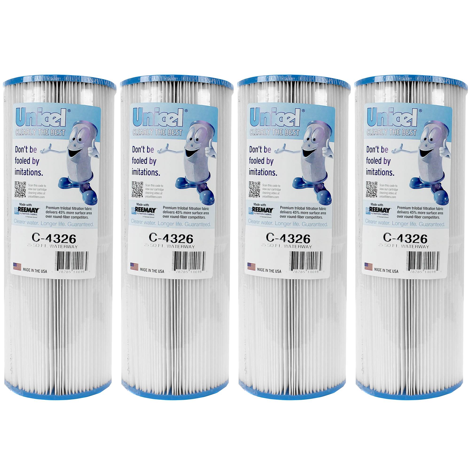 Unicel C-4326 Replacement 25 Sq Ft Pool Hot Tub Spa Filter Cartridge (4 Pack)