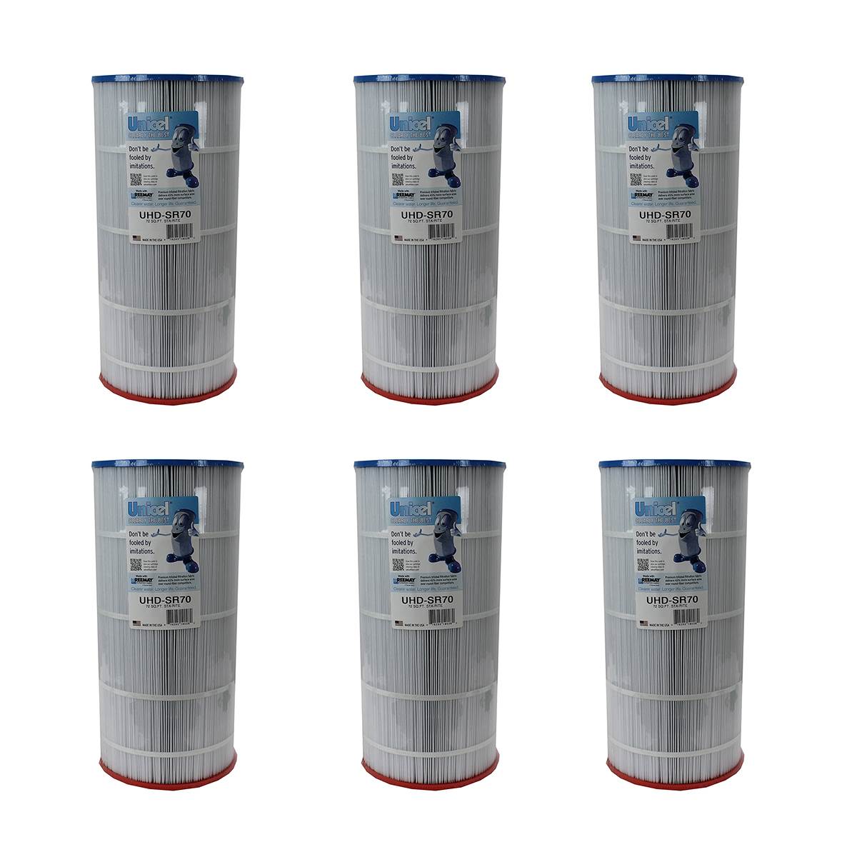 Unicel UHD-SR70 72 Sq Ft 4 Oz Media Pool Filter Cartridge, 195 Pleats (6 Pack) - VMInnovations