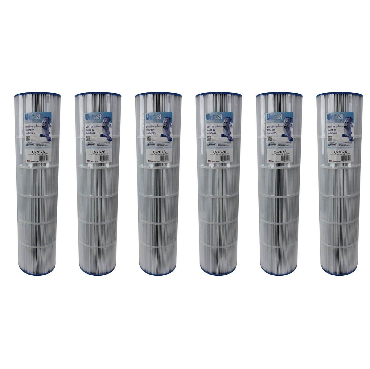 Unicel C-7676 Replacement 75 Sq Ft Pool Spa Filter Cartridge, 108 Pleats, 6 Pack