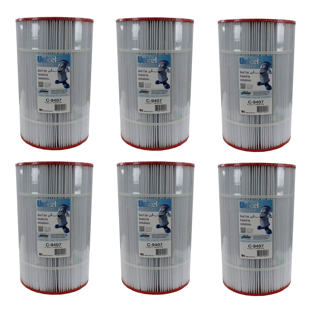 Unicel C-9407 Replacement 75 Sq Ft Pool Spa Filter Cartridge, 171 Pleats, 6 Pack